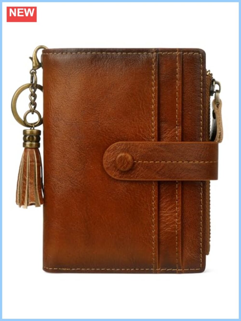 Real Leather Bifold RFID Wallet Small Compact Card Holder Zip Coin Pocket